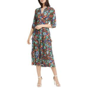 BA&SH Panda Metallic-trimmed Floral-print Georgette Midi Dress In Claret